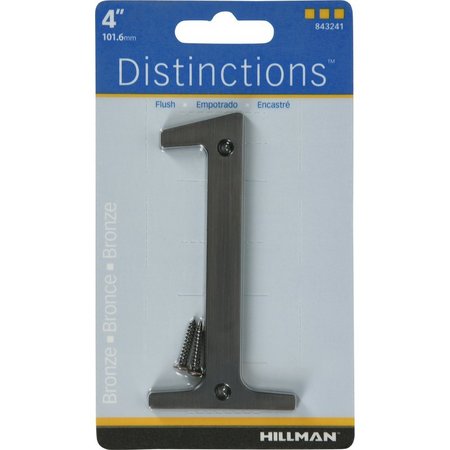 HILLMAN Distinctions 4 in. Bronze Zinc Die-Cast Screw-On Number 1 1 pc, 3PK 843241